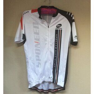 Sponeed Mens Zip Up Cycling Jerseys Biking Shirts Medium Short Sleeve Bike White